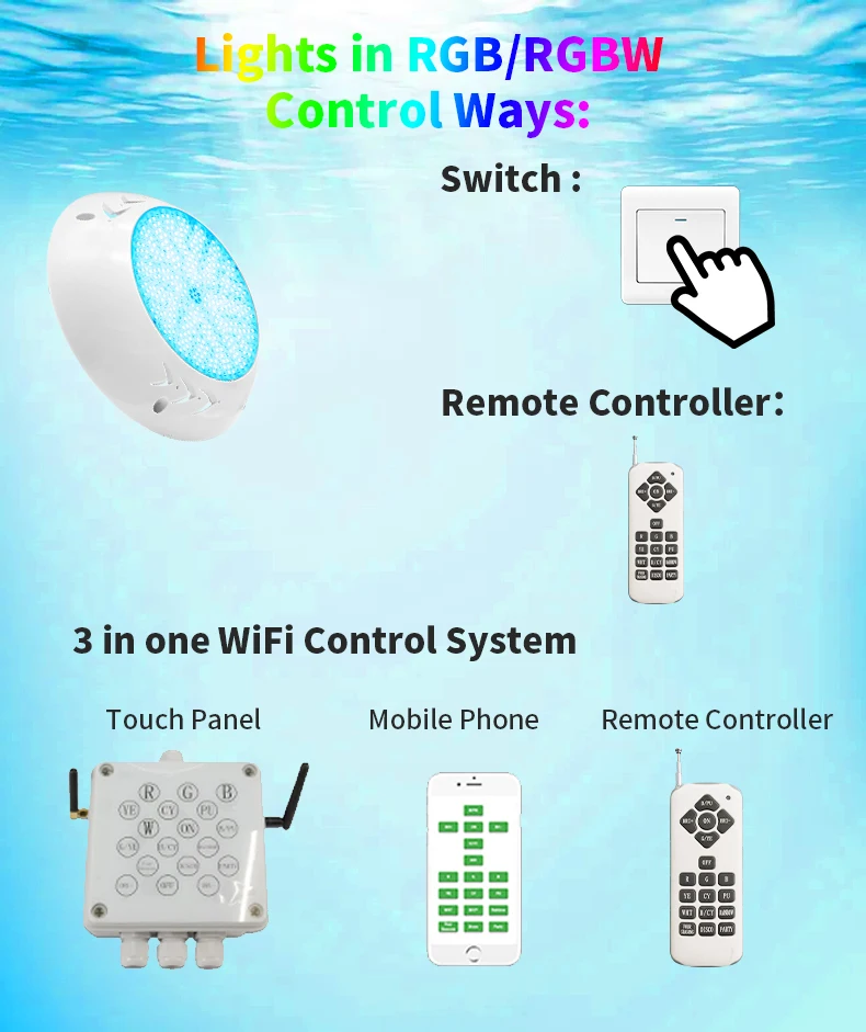 Refined Hot Selling WiFi Control LED Swimming Pool Light Wholesale RGB Changeable 35W IP68 Swimming Lamp