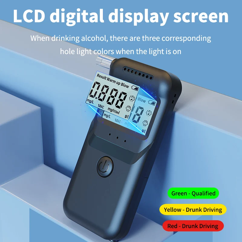 Professional Digital Breathalyzer Alcohol Meter with LCD Screen and Portable Alcohol Detector