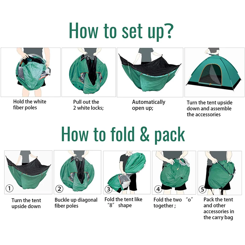  1-4 Person Pop up Tent Instant Automatic Outdoor Waterproof Lightweight Camping for Hiking Traveling
