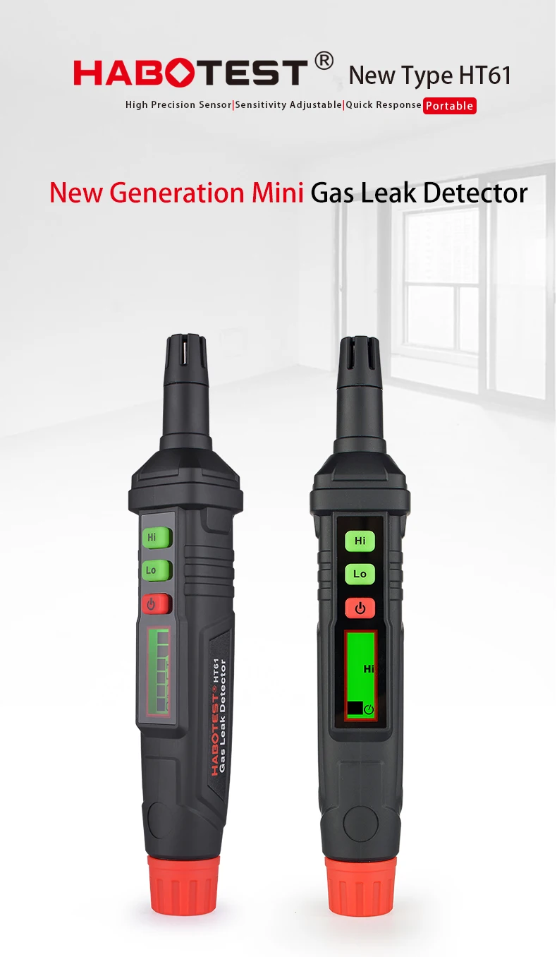 Mini Gas Leak Detector HABOTEST HT61 Combustible Gas Detector LCD Display Fast Response High Accuracy Pen Type