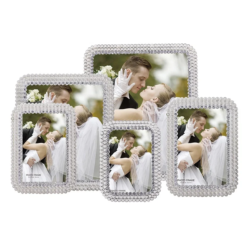 Pearls and Rhinestones Photo Frames Zinc Alloy Photo Frame
