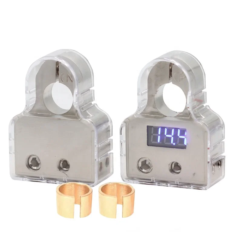 Battery Clamp Auto 0AWG 2AWG 4AWG 8AWG 10AWG Battery Terminal Connectors with Voltmeter