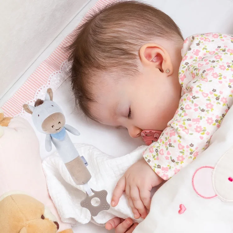 Manufacturers new design baby rattle plush toy cute colt  rattle newborn cartoon animal holding stick with rattle