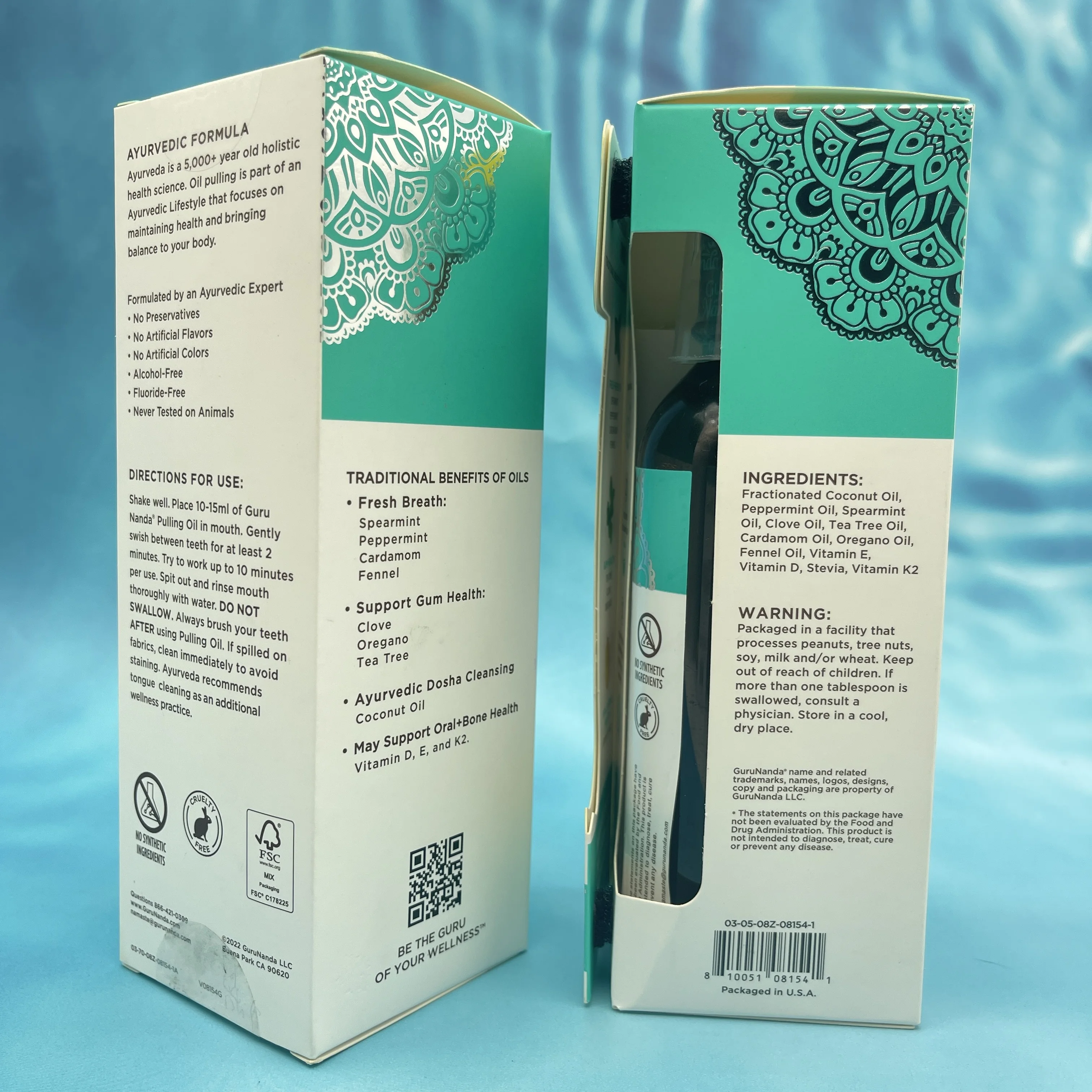 Guru Nanda Pulling Oil for Teeth Whitening Natural Supports Healthy Teeth & Gums & Fresh Breath 3 Years Coconut Oil Mouthwash