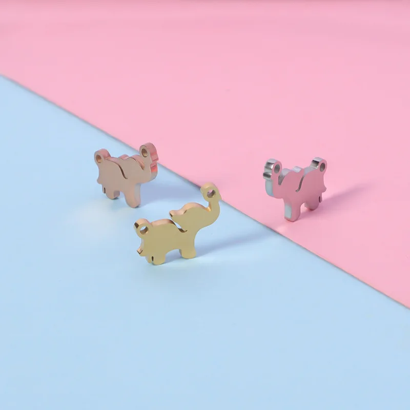 10x12mm DIY Jewelry Finding High Polished Accessories Custom Laser Animal Blank Stainless Steel Cute Elephant Pendant Charm