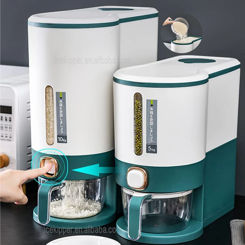 Rice Storage Container One Button Multifunction Large Capacity Rice Storage Box 5kg 10kg Rice Dispenser