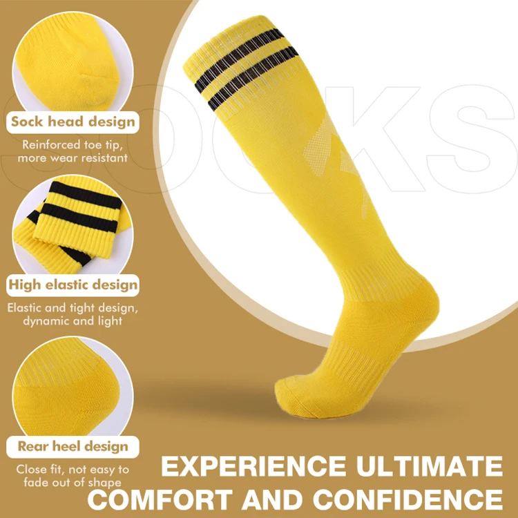 Popular Green Knee High Adult Stripe Sports Youth Soccer Socks Mens Football Socks