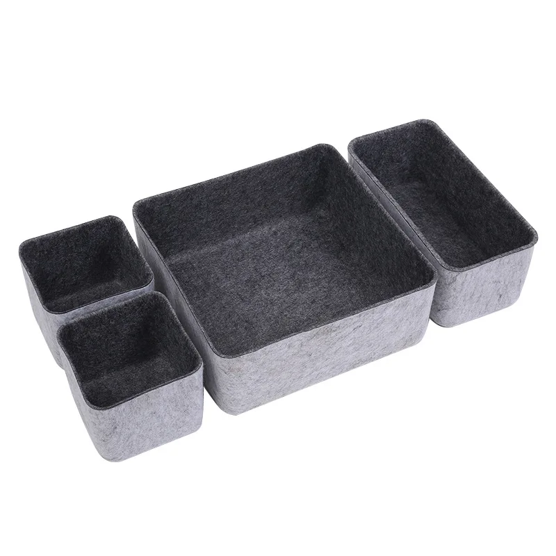 Decorative Custom thermoforming Kitchen Box Bathroom Storage Basket Nordic Household Felt Desktop Storage Bucket