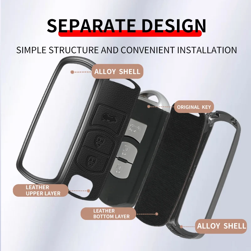 Zinc Alloy Car Key Case Cover For Mazda 2 3 6 Atenza Axela Demio CX-5 CX5 CX-3 CX7 CX-9 CX30 MX-5 Key Shell Auto Accessories