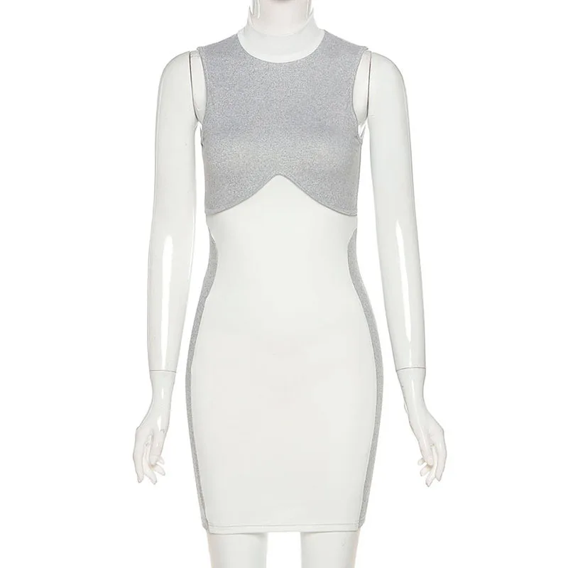 2021 Spring new fashion sleeveless patchwork dress women sexy bodycon streetwear casual dresses