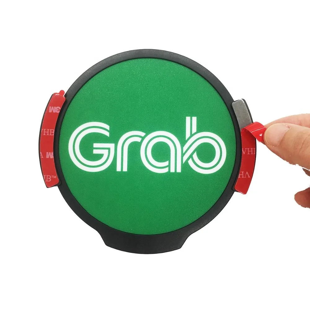 GRAB Rideshare Sign, LED Light Logo Sticker Decal Glow, Wireless Decal Accessories Removable Glowing Sign For Car Taxi