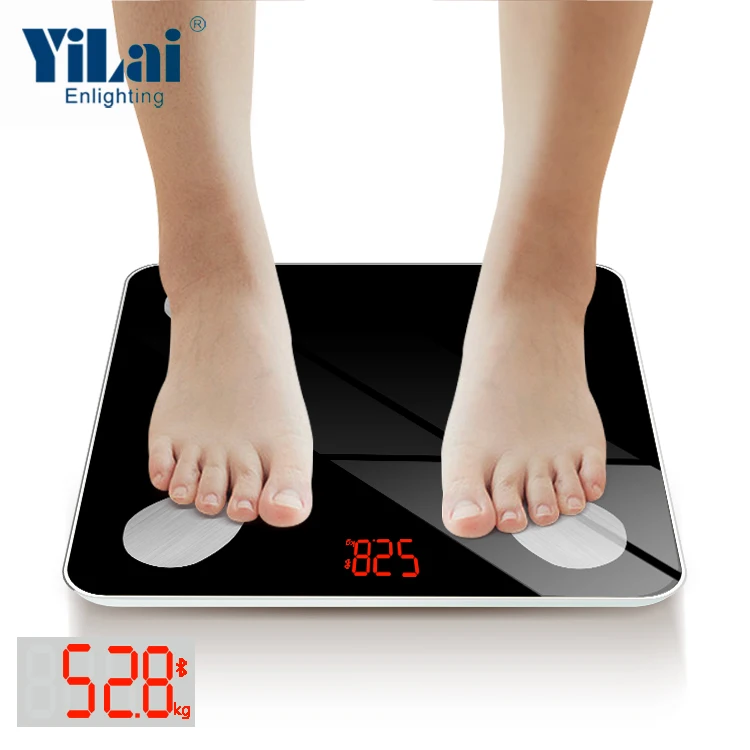 28*28cm SMART BODY FAT SCALE 180kg portable COMPOSITION ANALYZER with blue LED display