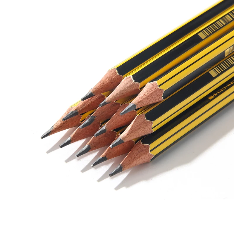 Hexagonal HB Pencil With Eraser Basswood Yellow Barrel Office Use Pencil