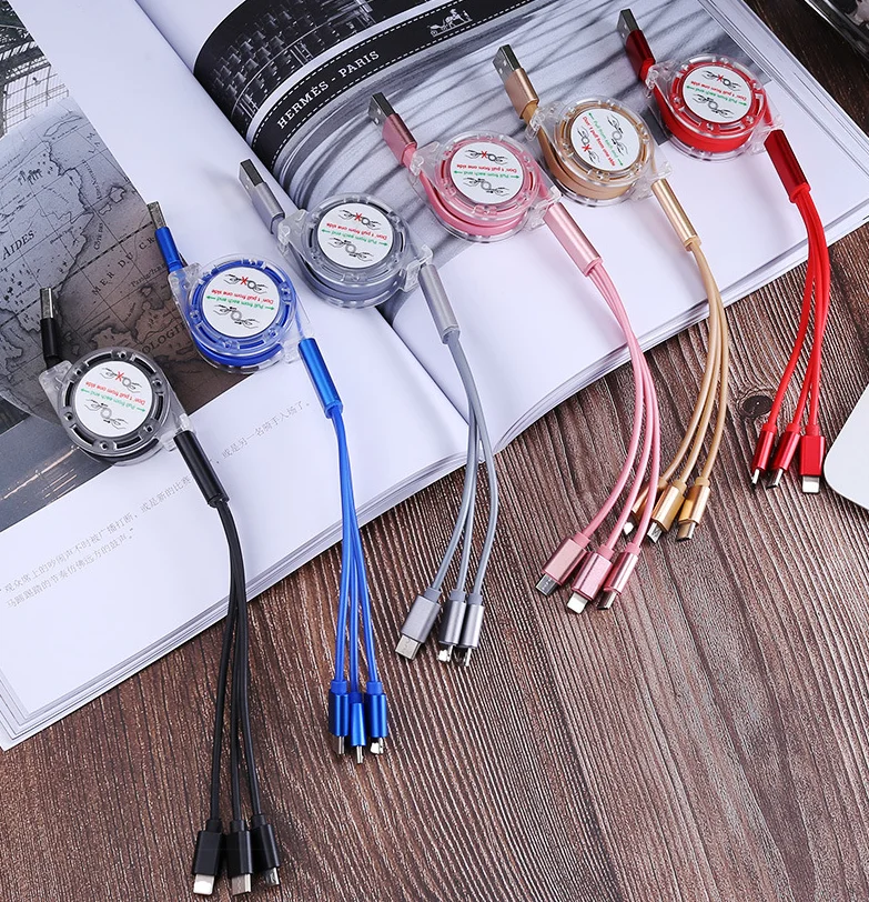 Выдвижной зарядный кабель с несколькими USB-портами Шнур Micro USB Type-C для Samsung Galaxy A30 A50 A70 M30 сотового телефона несколько кабелей