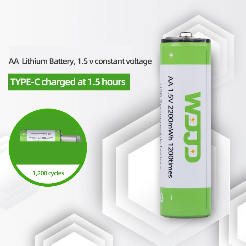 Wholesale 1.5V AA 2200mWh Rechargeable Lithium Ion Type C  Batteries USB C Charging Lithium Ion Batteries