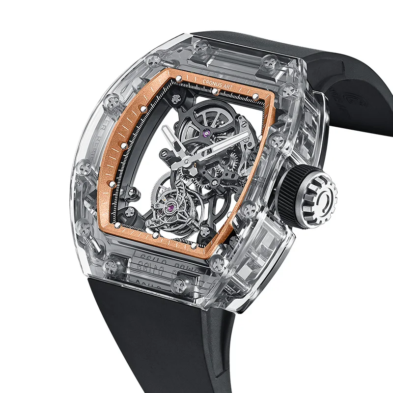 Ladies Luxury Watch, Double Dome Tourbillon Sapphire Watch Glass Mechanical Watches for men