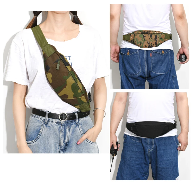 
Factory direct custom logo outdoor pouch bum belt women shoulder chest sling bags fanny packs men camouflage waist pack bag 