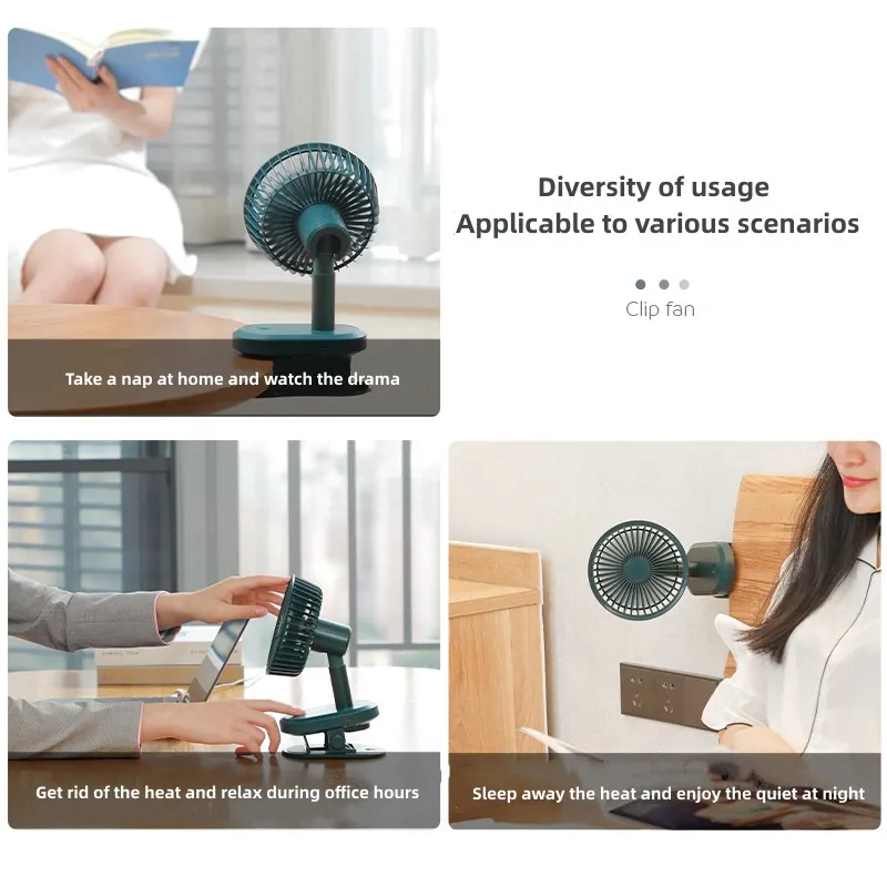 6-Inch USB Electric Mini Desk Fan Small Air Outdoor Automatic Oscillating Rechargeable with 5 Blade for Baby Kids Stroller