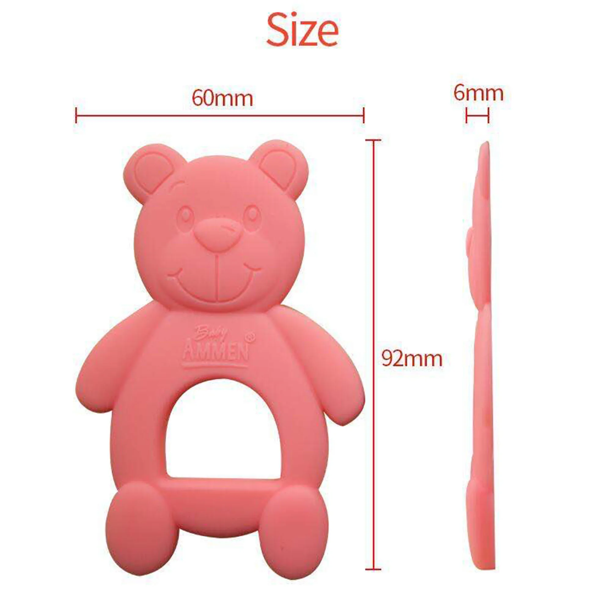 Hot sale Safety Squeaky Baby teether Chew Toy in natural rubber silicon