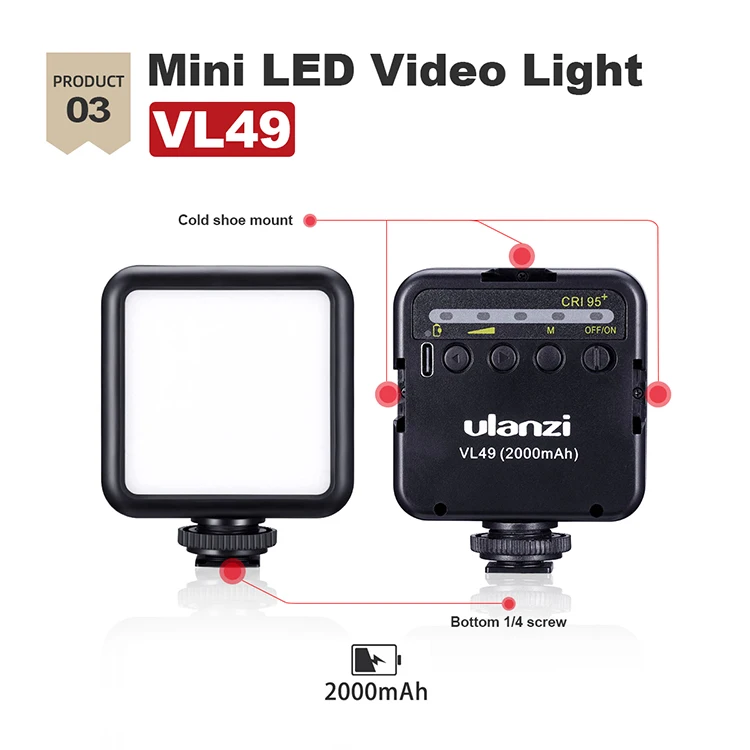 Ulanzi Smartphone Vlog Kit Accessories, Smartphone Video Rig+Mini Led Light+Sairen Microphone VM-Q1