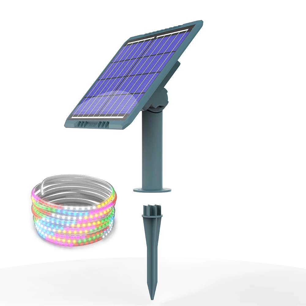 Solar Rgb 5m 50W Led Strip Light Outdoor Flexible Light Ribbon Tape Waterproof Led Strip Backlight Garden Decor