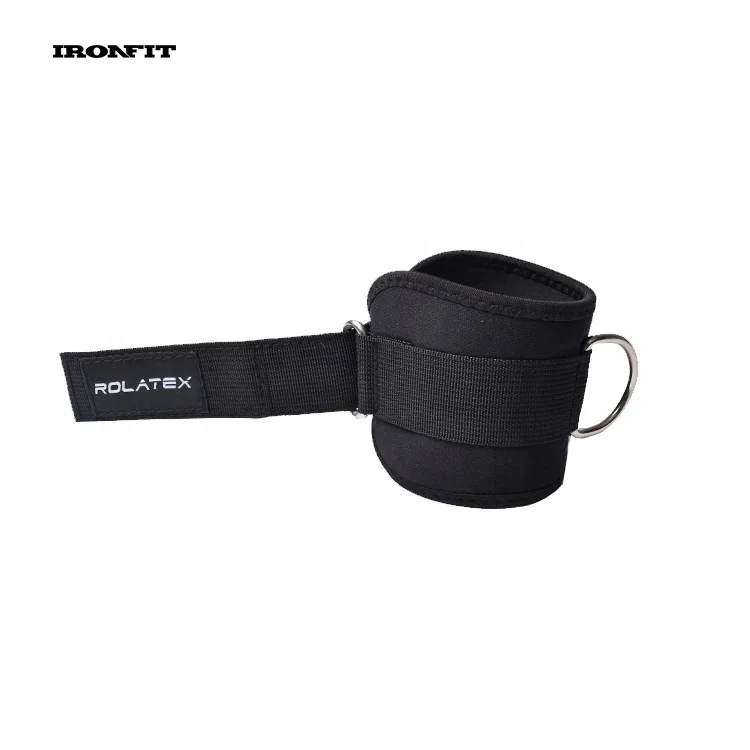 Black Neoprene Padded Custom Logo Dual D Rings Ankle Straps