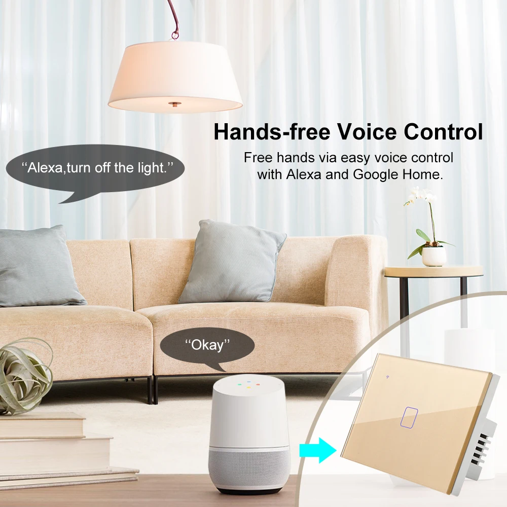 
Amazon Alexa Dot Wireless Smart Life Tuya Wifi Mobile Remote Control Smart Electric Wall Light Switch 220V US Standard Timer 