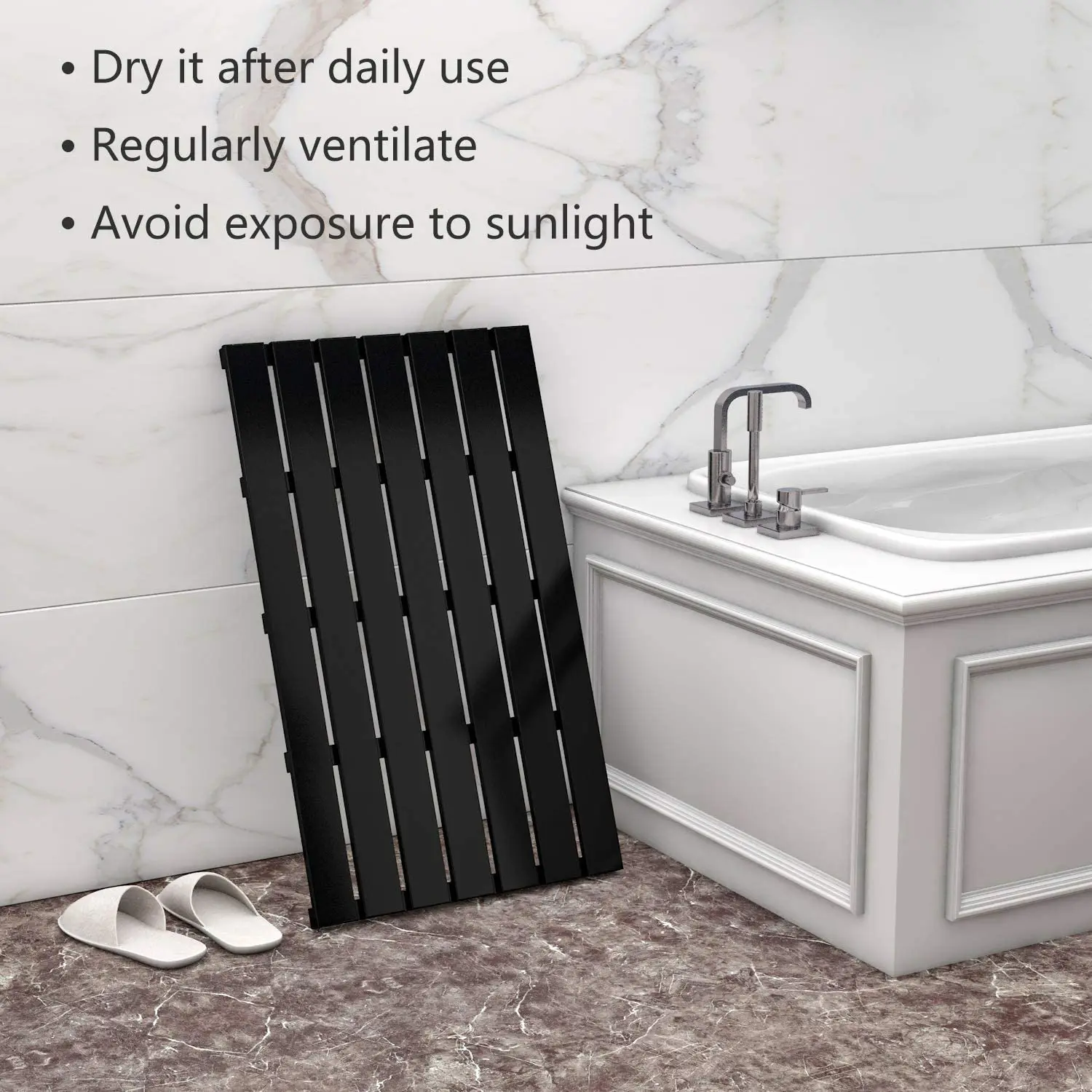 Rectangle Wood Bamboo floor bathroom bath mats Mould Resistant non slip shower Mat for luxury shower
