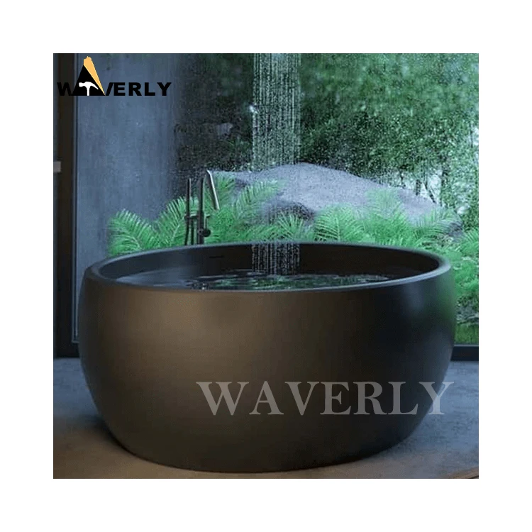 Custom Size Bathtub Naturstein Round Japanese Sitting Round Shape Bathtub Soaking Tub Supplier