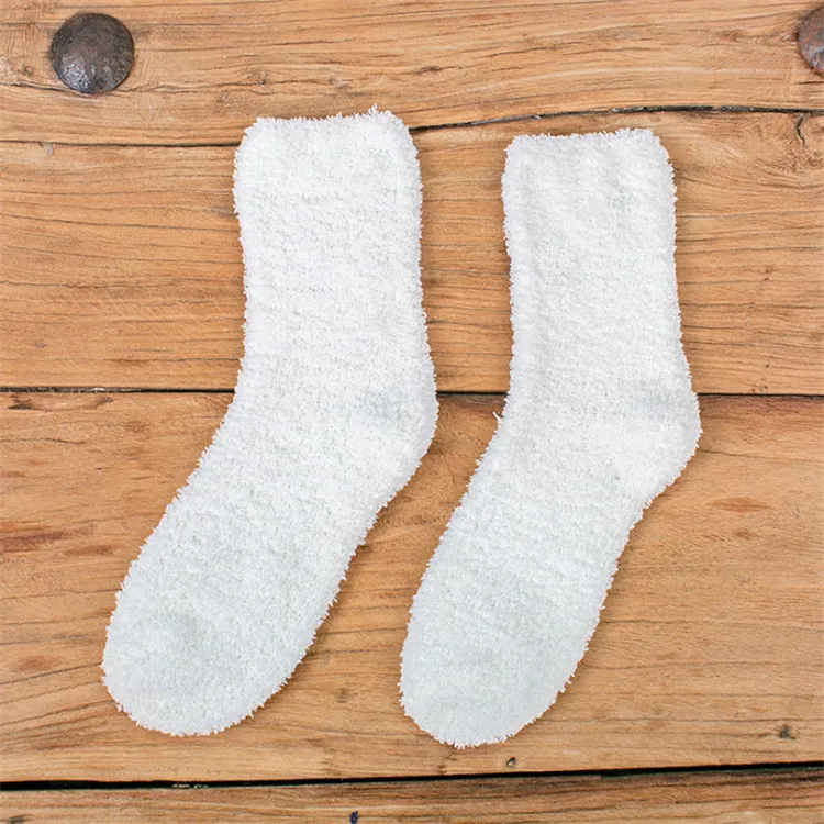 Wholesale Winter Warm Indoor  Floor  Colar Fleece Solid Color Soft Fuzzy Fluffy Socks Men