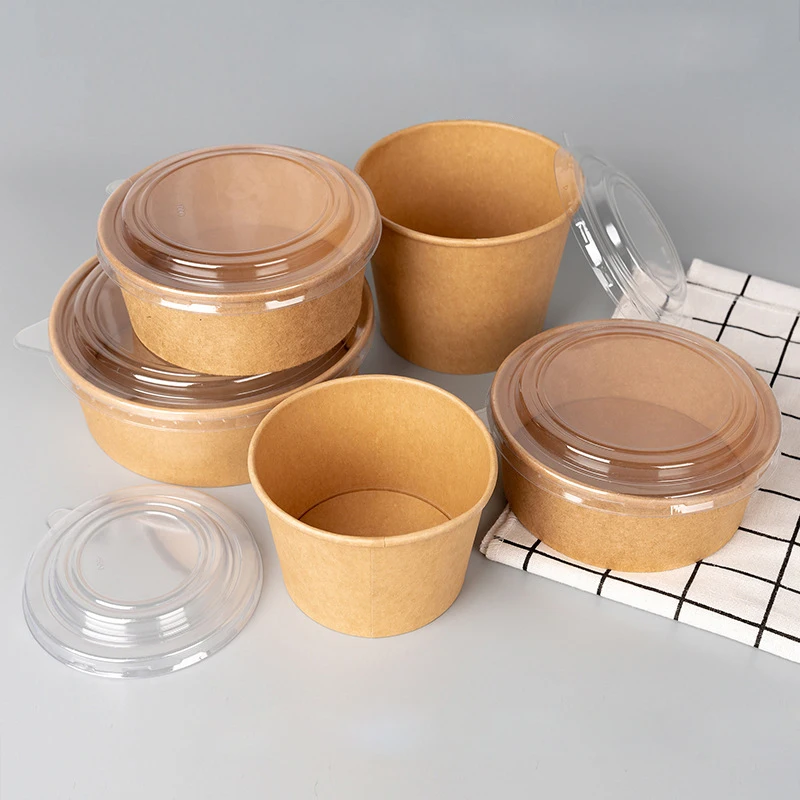 Hot sale eco-friendly oil-proof kraft paper soup bowl can be packed and taken away