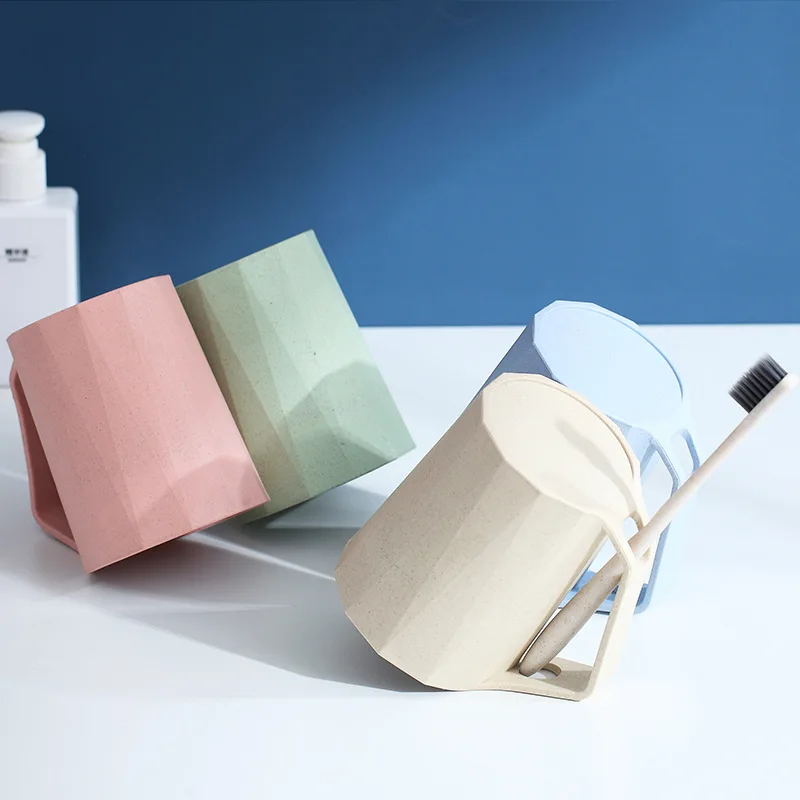 Eco friendly wheat straw water mug unbreakable plastic reusable biodegradable cup with lid for travel