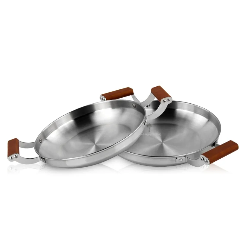 High quality factory price stainless steel Double handle seafood pan