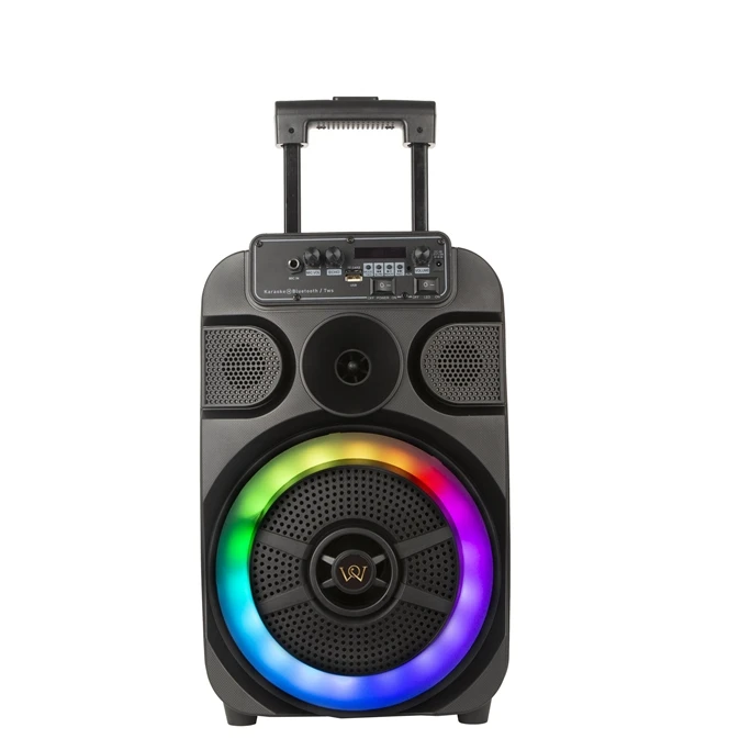 8 Inches Multimedia DJ Stunner WJQ-2208 LED LARGE Trolley SPEAKER  WITH WIRELESS MICROPHONE