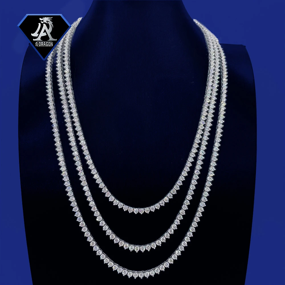 Best selling 3mm 925 Silver Moissanite Hip Hop Claw Necklace for Men Single Stone Pendant