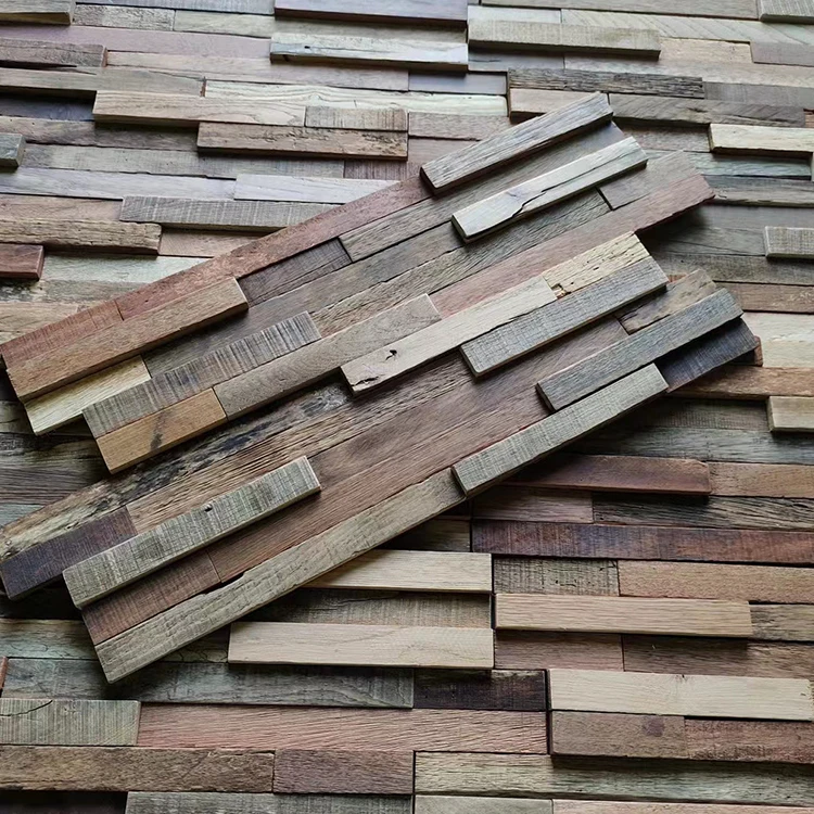 Cheap Price Vintage Eco-friendly Reusable Slats Splicing Wall Panel Solid 3d Decor Wood Wall Panel