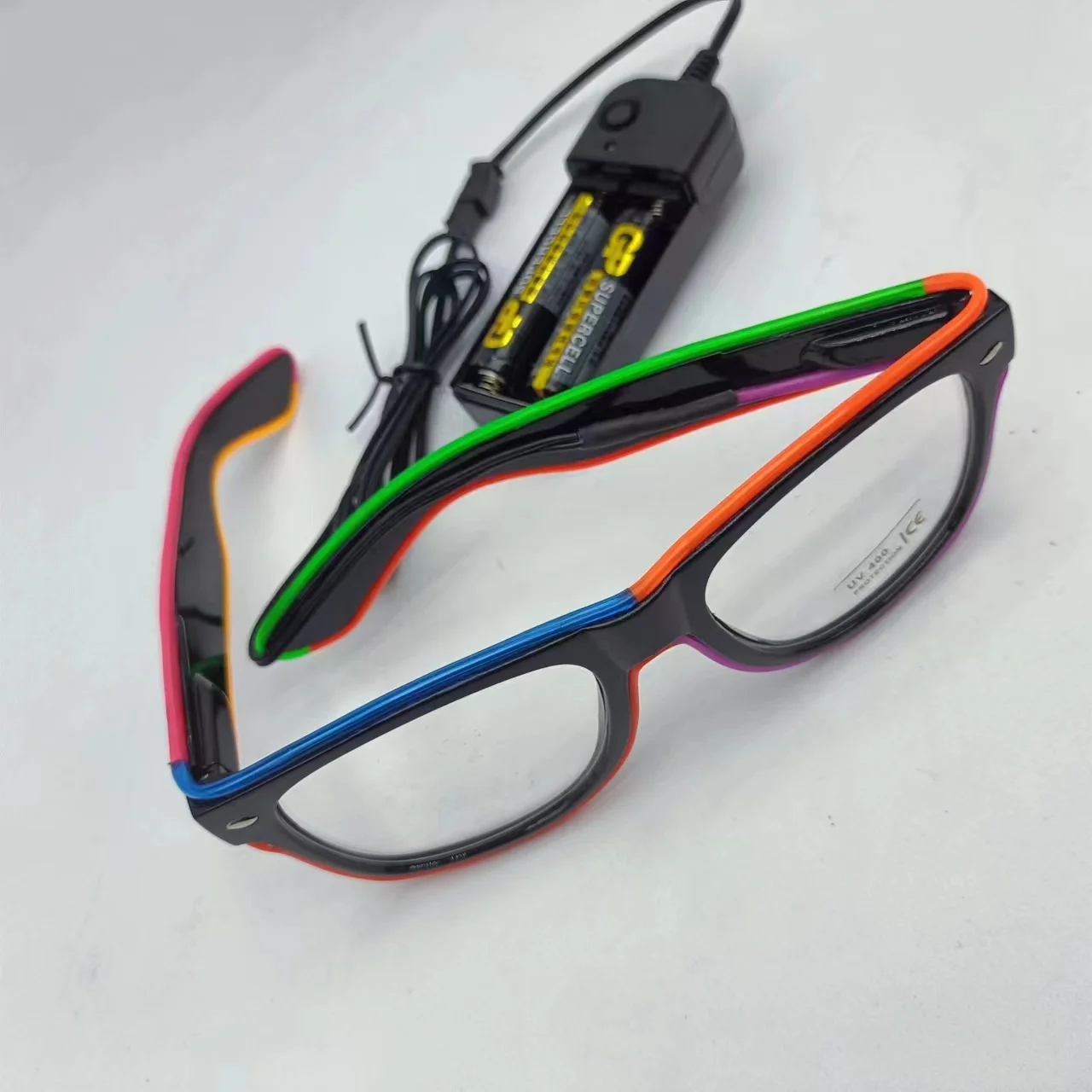 Custom Logo Flashing Led El Light up Sunglasses Party Supplies Wire Glowing Luminous Novelty Gift in Dark Neon Kids Glow Glasses