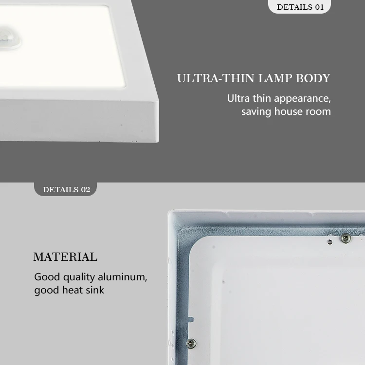 Household Lighting 1800lm Aluminum Cover Pir Panel Square Led Panel Lamp