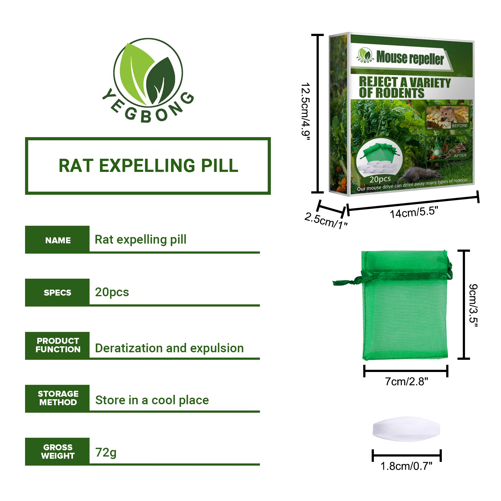 20pcs Natural Harmless and Chemical-free Strong Rat Repellent Cream Rodent Rat Repellent Gel Rodent Repellent Pills