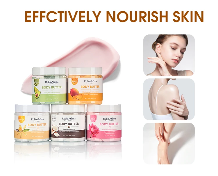 Huati Sifuli RubioAroma rainbow Organic Whipped Body Shea Butter Cream Skin Moisturizing Whitening Coconut Mango Body butter