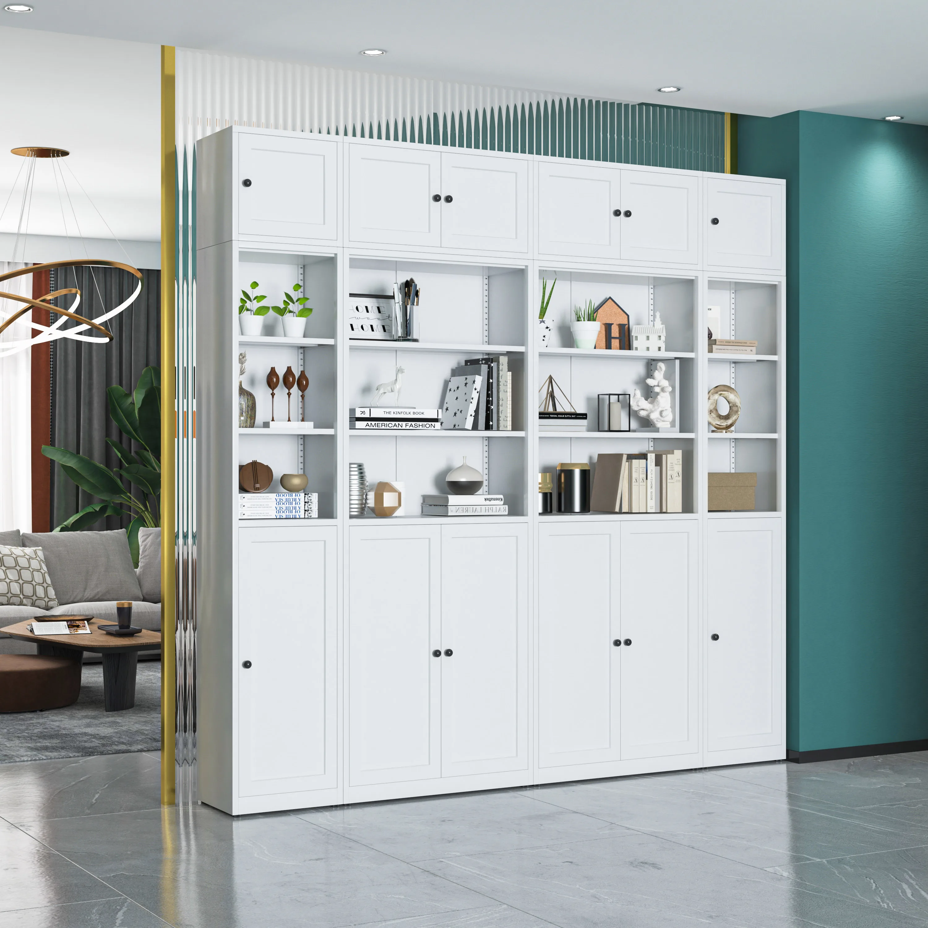 Hot Sale office unit cabinet bookcase showcase 4 door steel File Cabinet glass door  metal Filing Cabinet