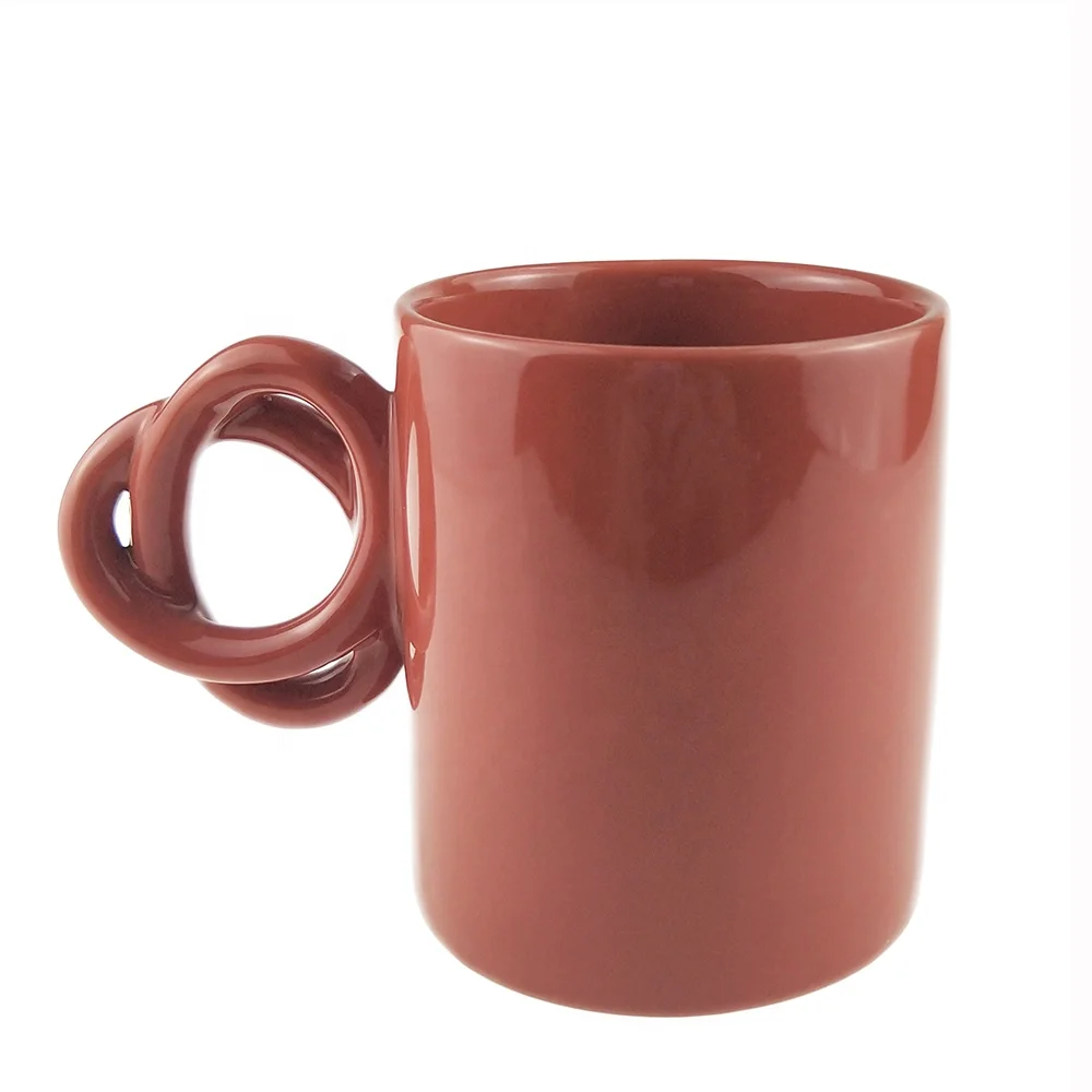 Ceramic Espresso Orange Color Ceramic Mug Coffee Cup With Cookie Handle