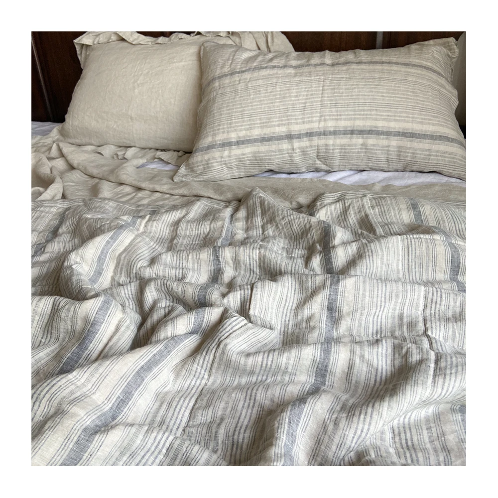 LZ stone washed french flax linen quilts throw blanket 100% linen flax quilts bedding bedspreads