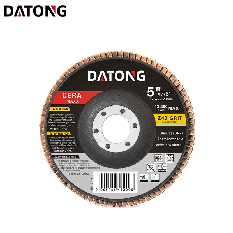Datong 5 inch Ceramic Cloth Flap Disc 36grit 125*22mm abrasives wheel