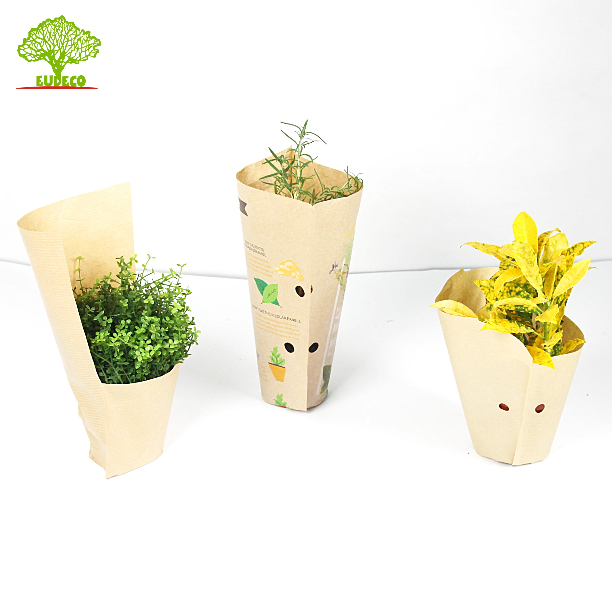 Biodegradable Vegetable Bag Kraft Sleeve Kraft Paper Flower Sleeves Flower Pot Sleeves