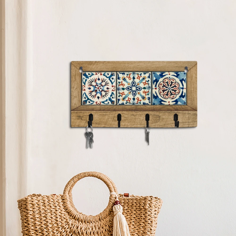 Customized Hanging Wooden Hook Key Holder Rack Cat Dog Boho Key Hook Wall Mounted Key Hanger Front Door Decoration