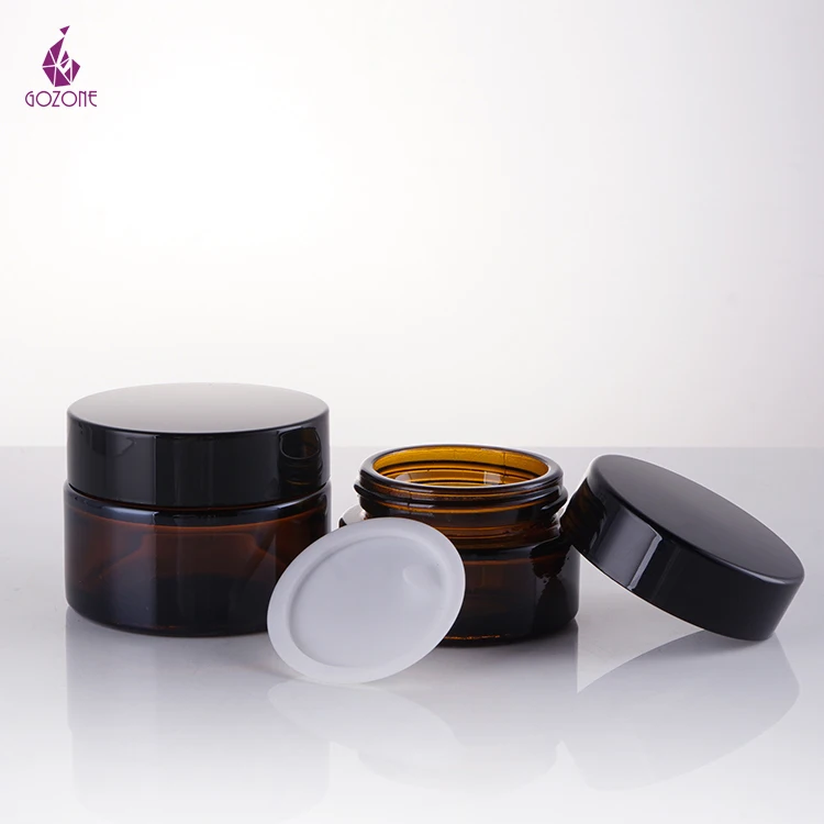 Luxury 15Ml 30G 50G 100G Empty Glass Face Lotion Containers Matte Frosted Amber Black Glass Cream Jar With Screw Lids