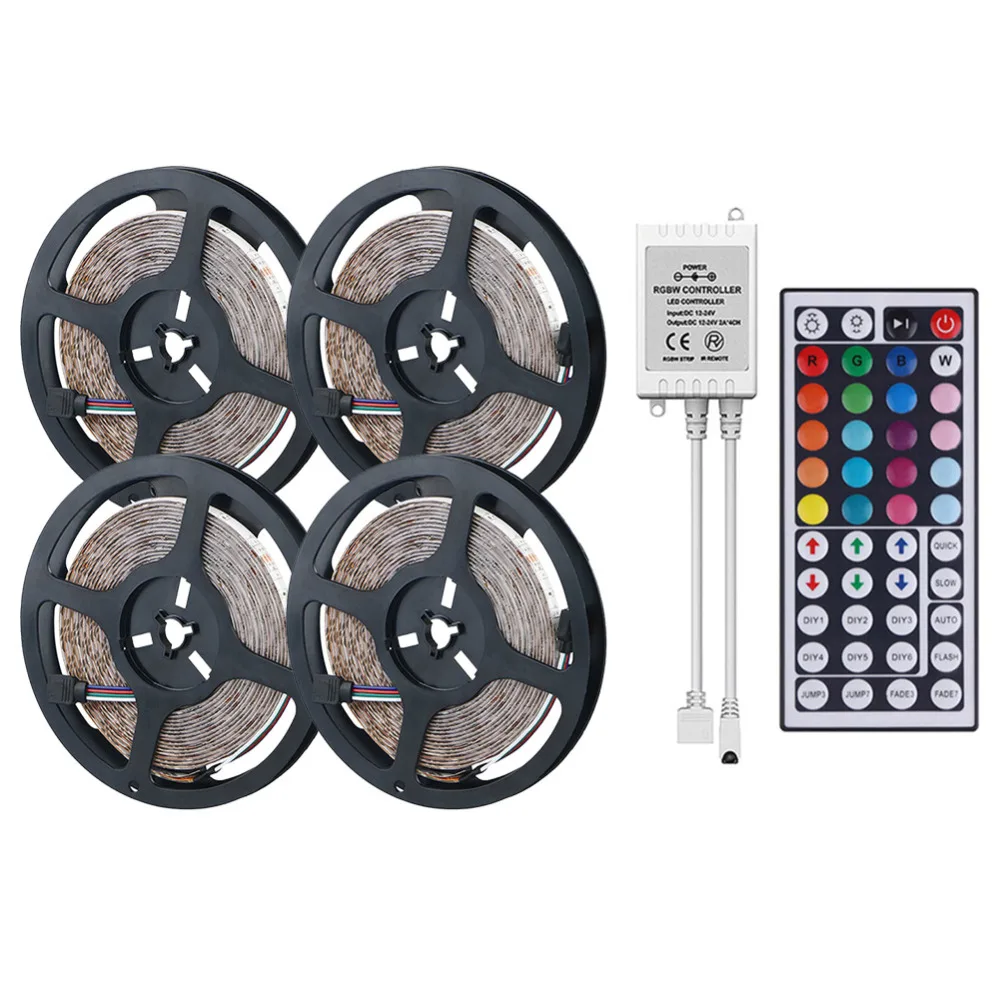 10 м Светодиодная лента RGB Водонепроницаемая SMD 5050 12 В постоянного тока + пульт дистанционного управления адаптер