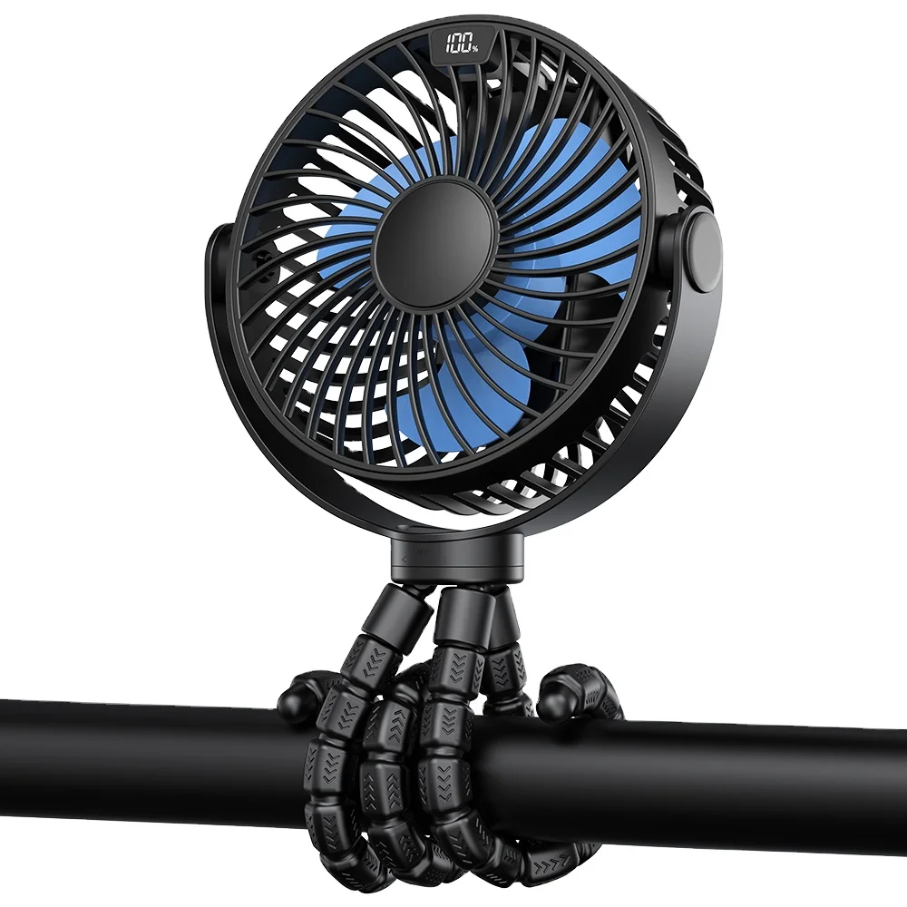 2024 OEM K60A новый дизайн 5000 мАч светодиодный дисплей маленький мини-вентилятор с USB-дисплеем большой вентилятор осьминогом для детской коляски