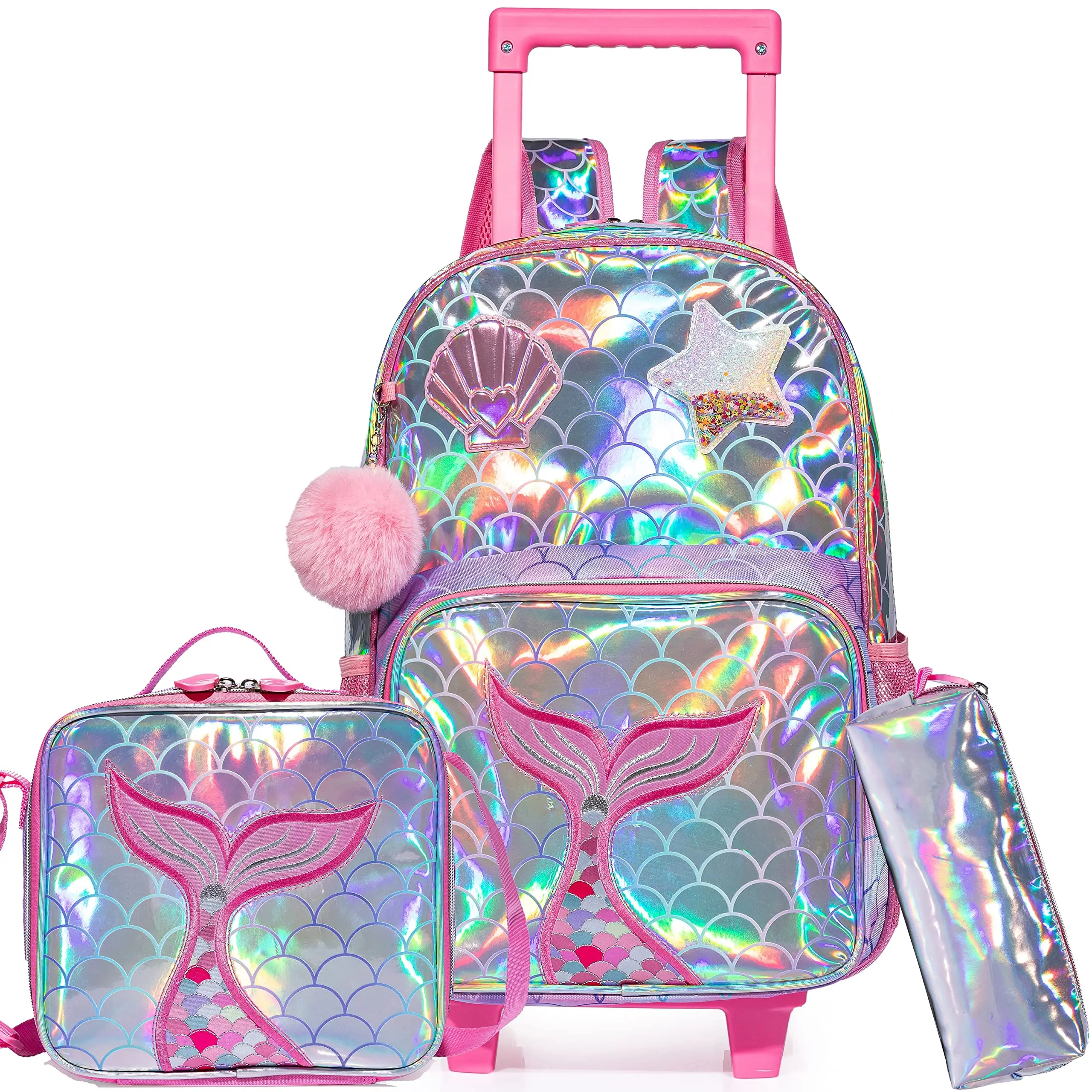 High Quality Wheeled Backpack Trolley School Bags For Girls travel suitcase with Lunch box suitable for children